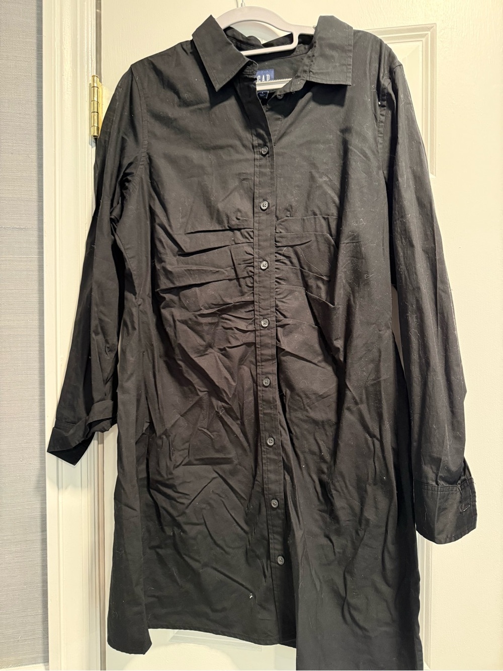 GAP Black Long Button-Front Shirt Jacket